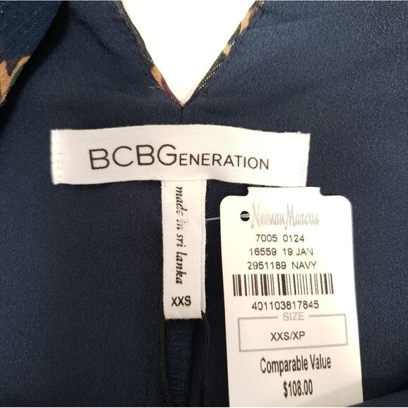 BcbgenerationMetallic‎ Floral Bow Back Dress XXS - Picture 7 of 13